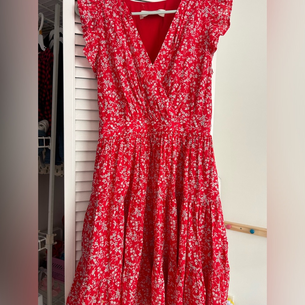Pretty red&flowers dress. Mini
